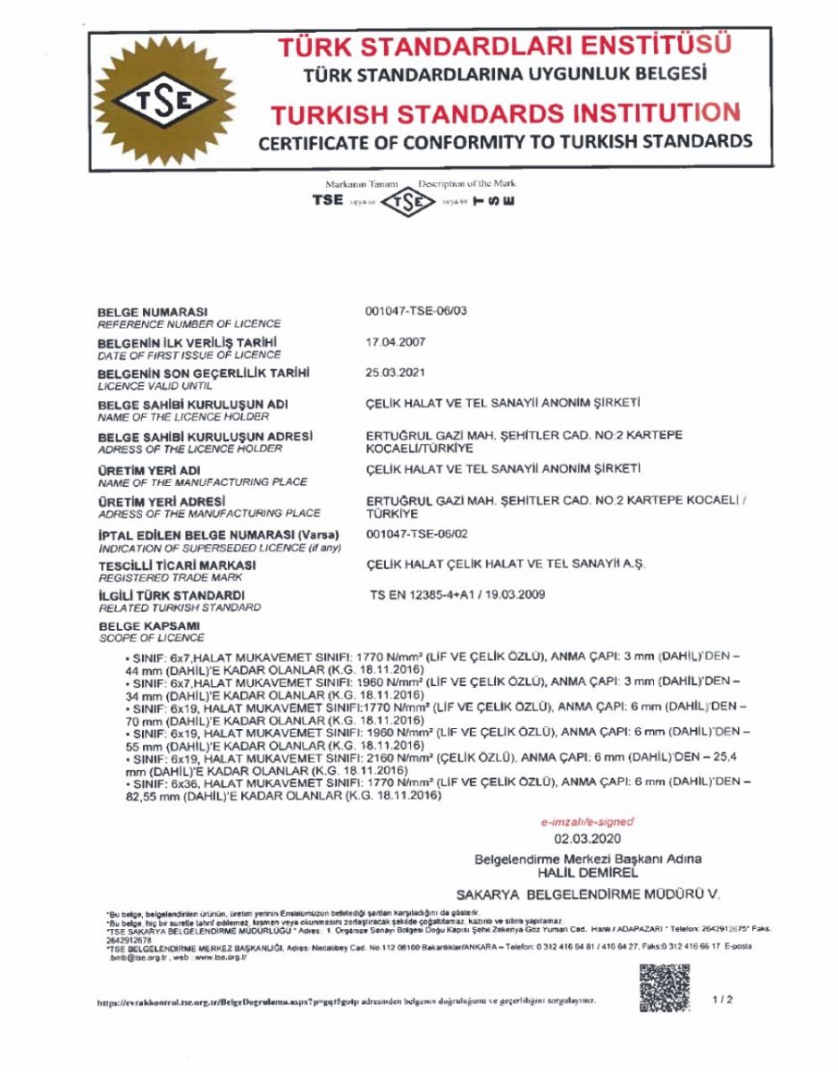 DOCUMENTS D İZMIT HALAT TSE