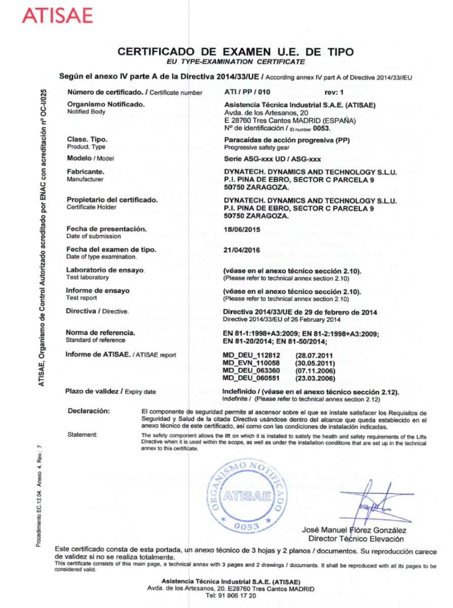 CERTIFICAT DE FREINAGE DYNATECH